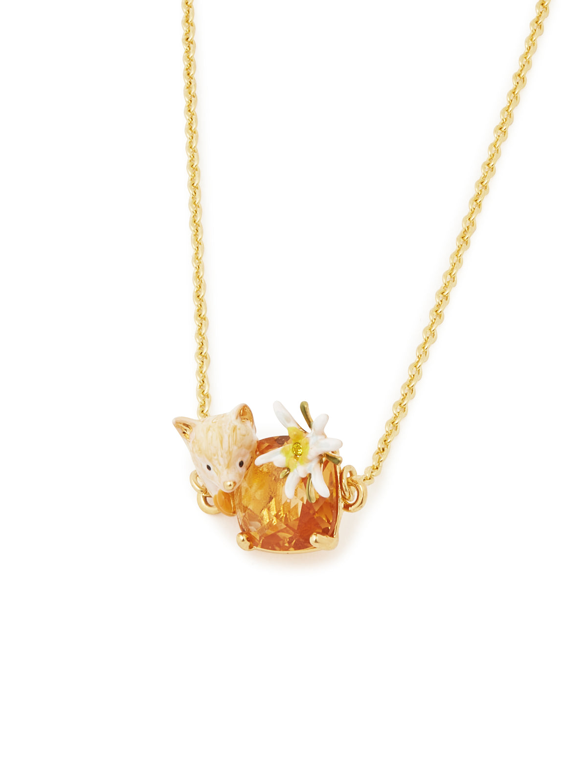 Edelweiss Flower, Arctic Fox And Faceted Crytal Fine Bracelet | aula2011