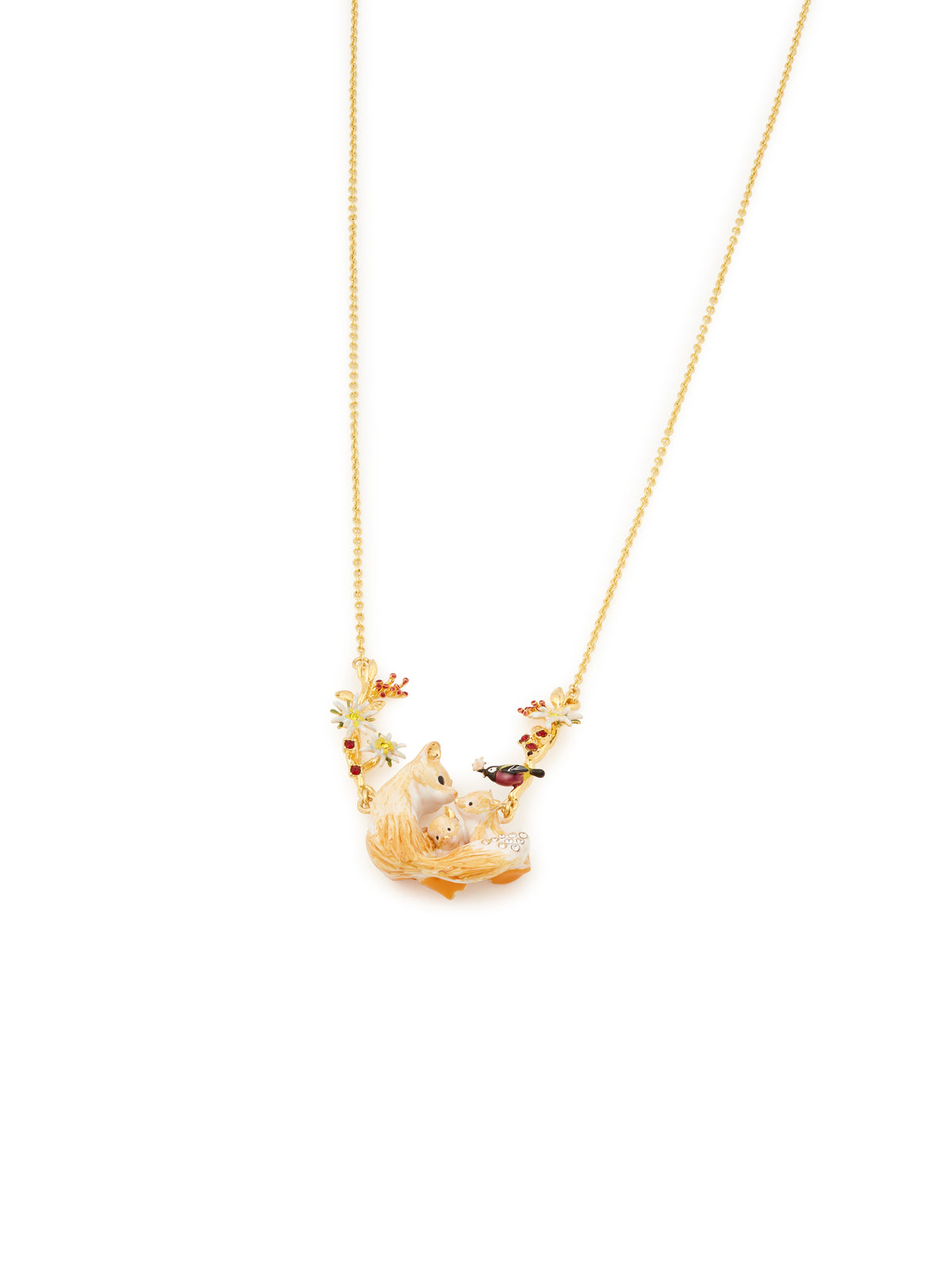 Arctic Foxes, Varied Tit, Edelweiss Flower And Cotoneaster Statement Necklace | aula3011