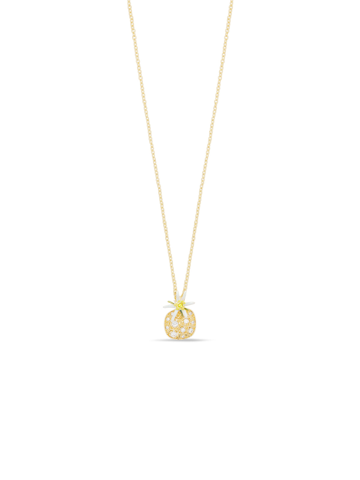 Edelweiss Flower And Cubic Zirconia Pendant Necklace | aula3041