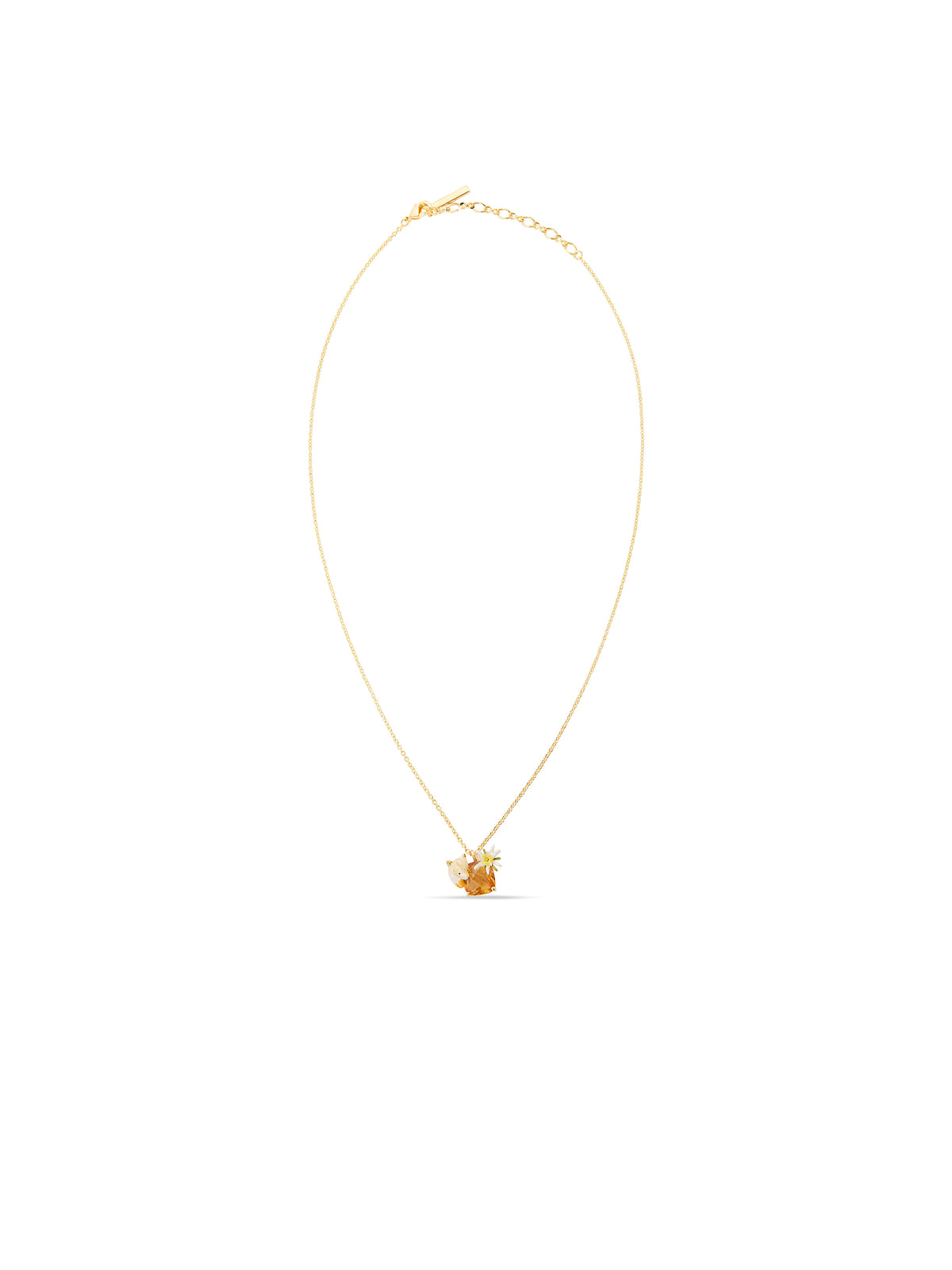 Edelweiss Flower, Arctic Fox And Faceted Crystal Pendant Necklace | aula3051