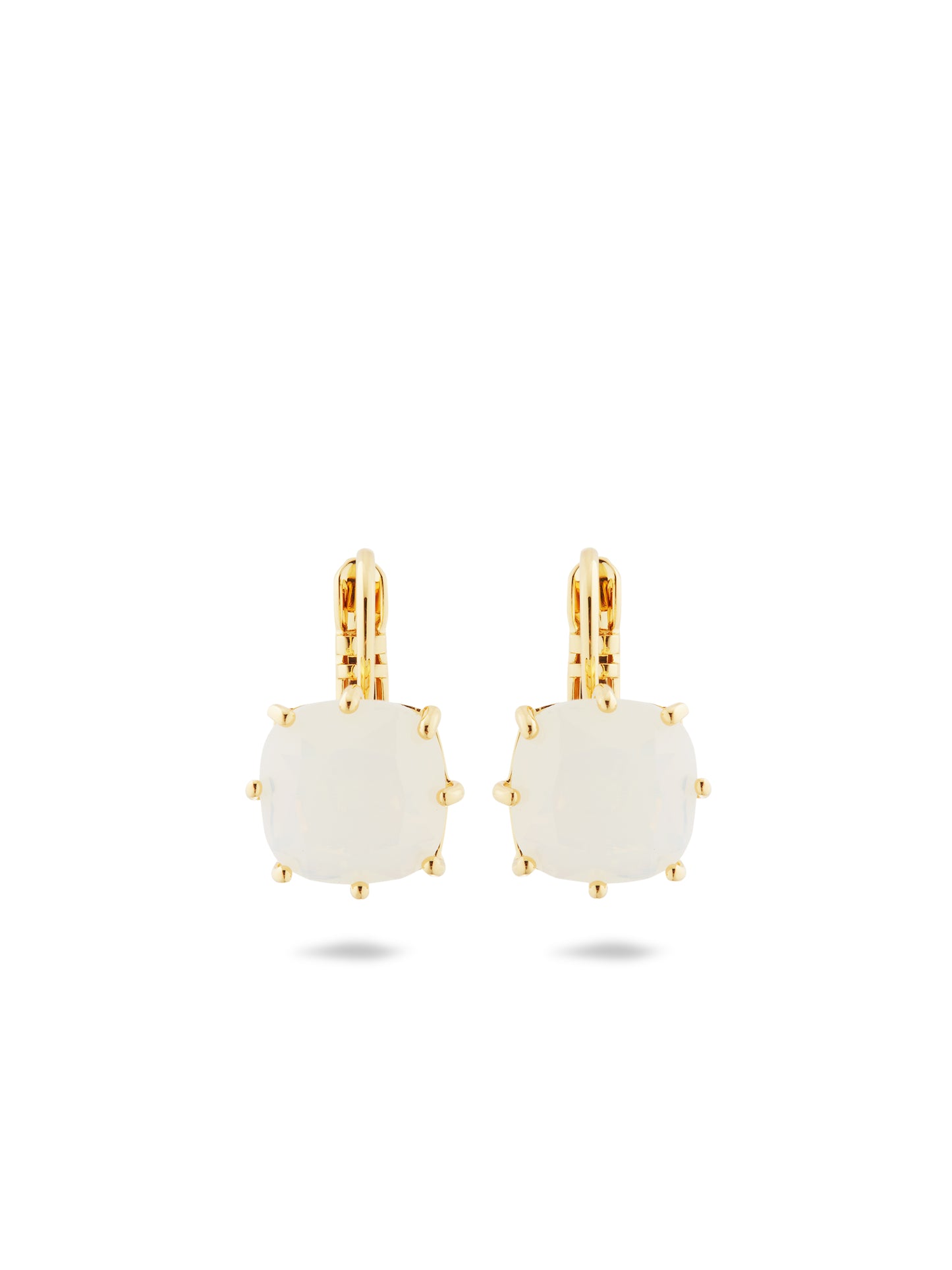 Opalescent White Diamantine Square Stone Earrings | auld1011