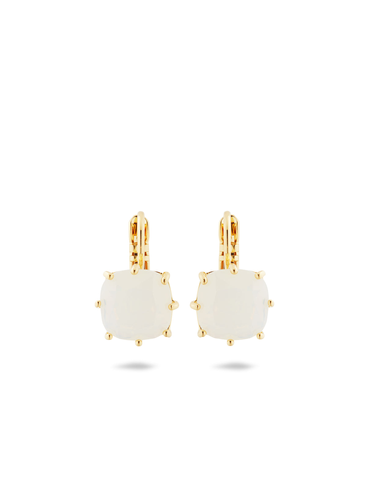 Opalescent White Diamantine Square Stone Earrings | auld1011