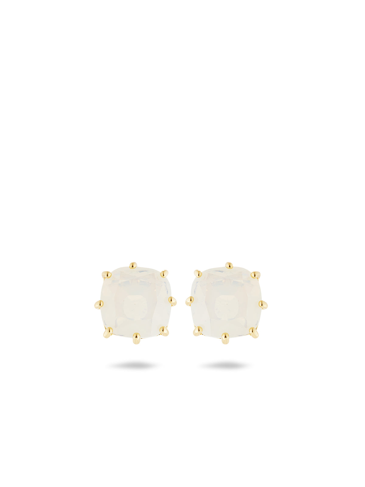 Opalescent White Diamantine Square Stone Earrings | auld1011