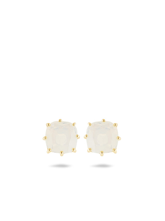 Opalescent White Diamantine Square Stone Earrings