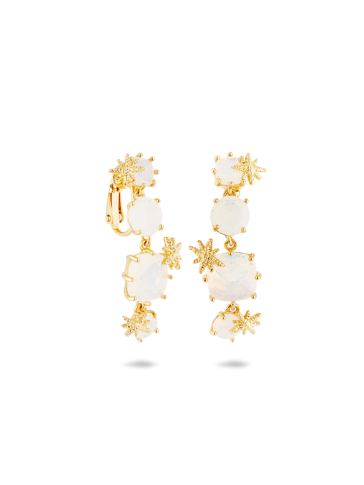 Diamantine Earrings With Four Opalescent White Stones And Fine Stars | auld1202