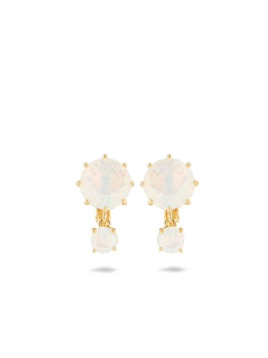 Opalescent White Diamantine Two-Stone Earrings