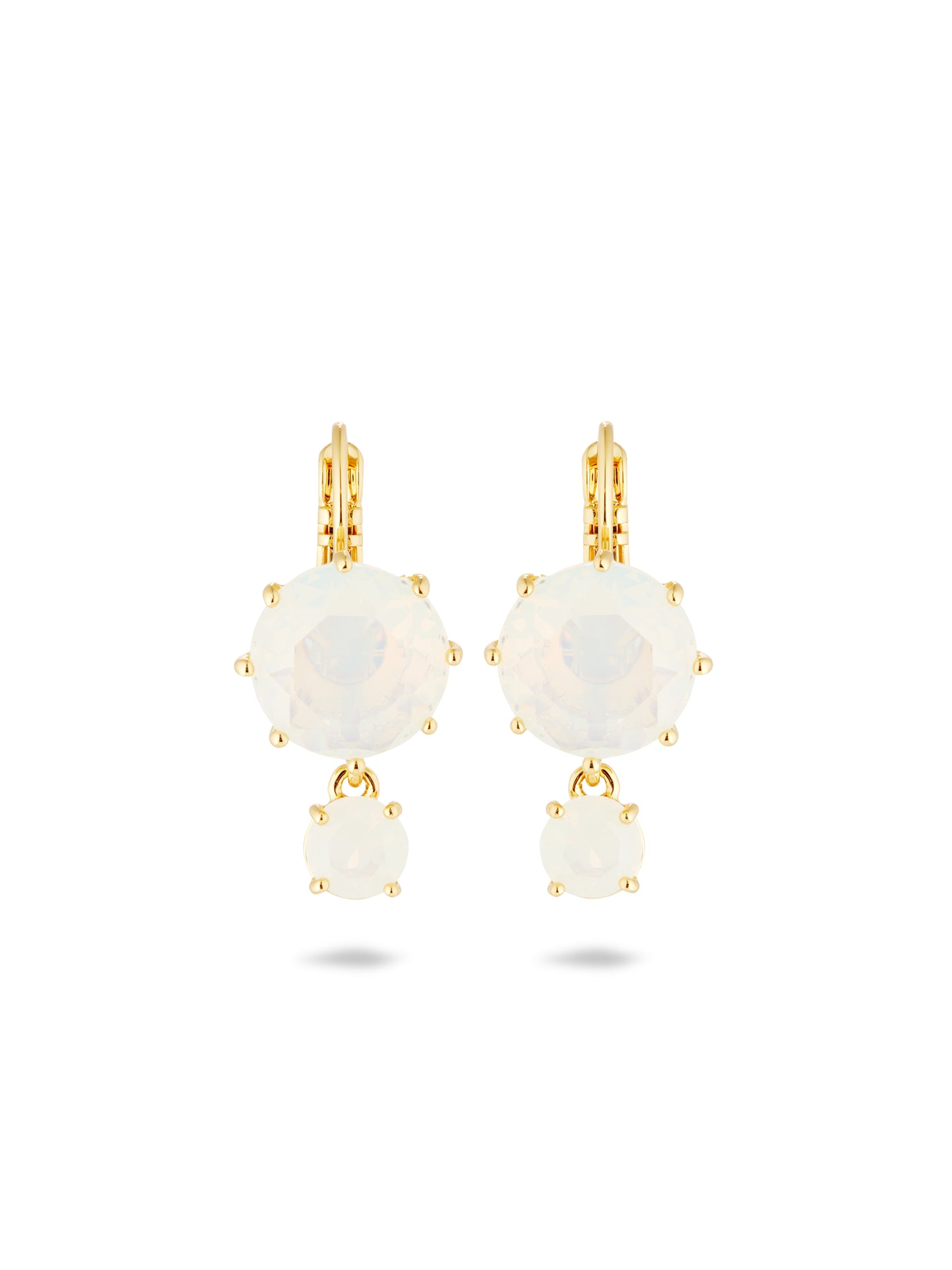 Opalescent White Diamantine Two-Stone Earrings | auld1261