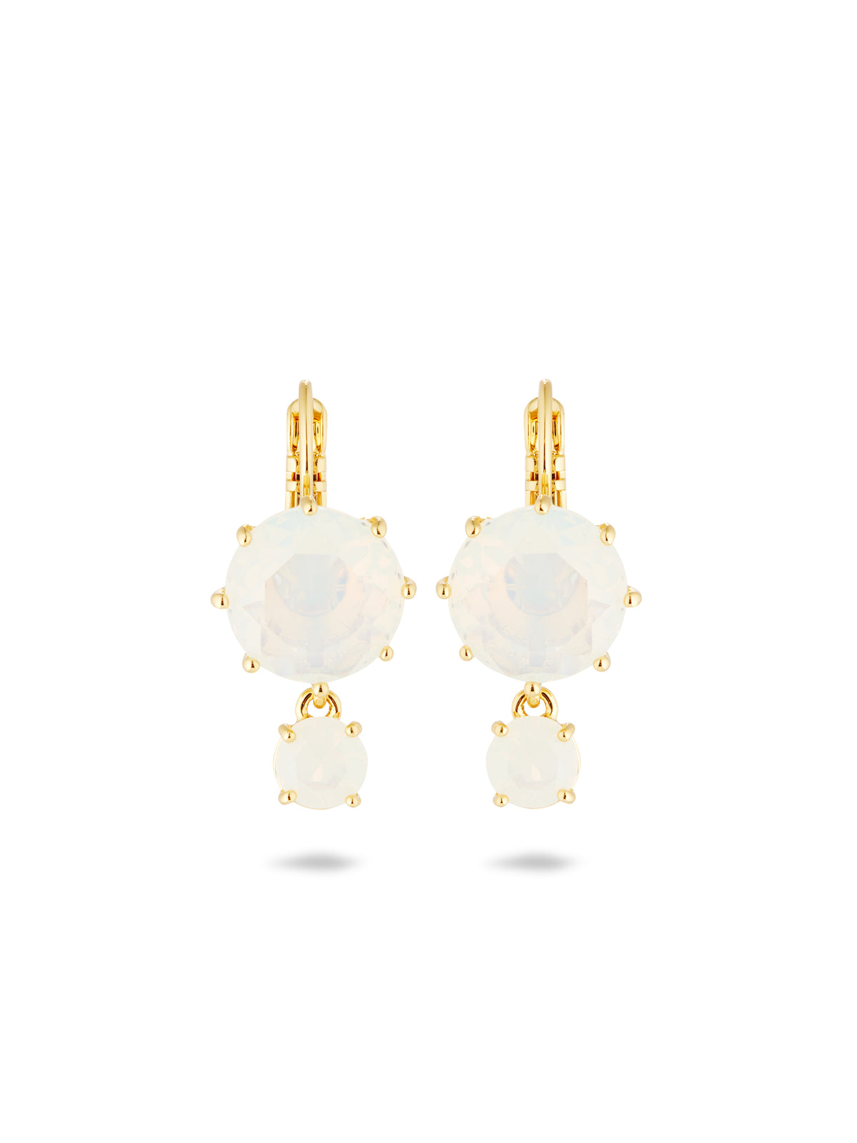 Opalescent White Diamantine Two-Stone Earrings | auld1261