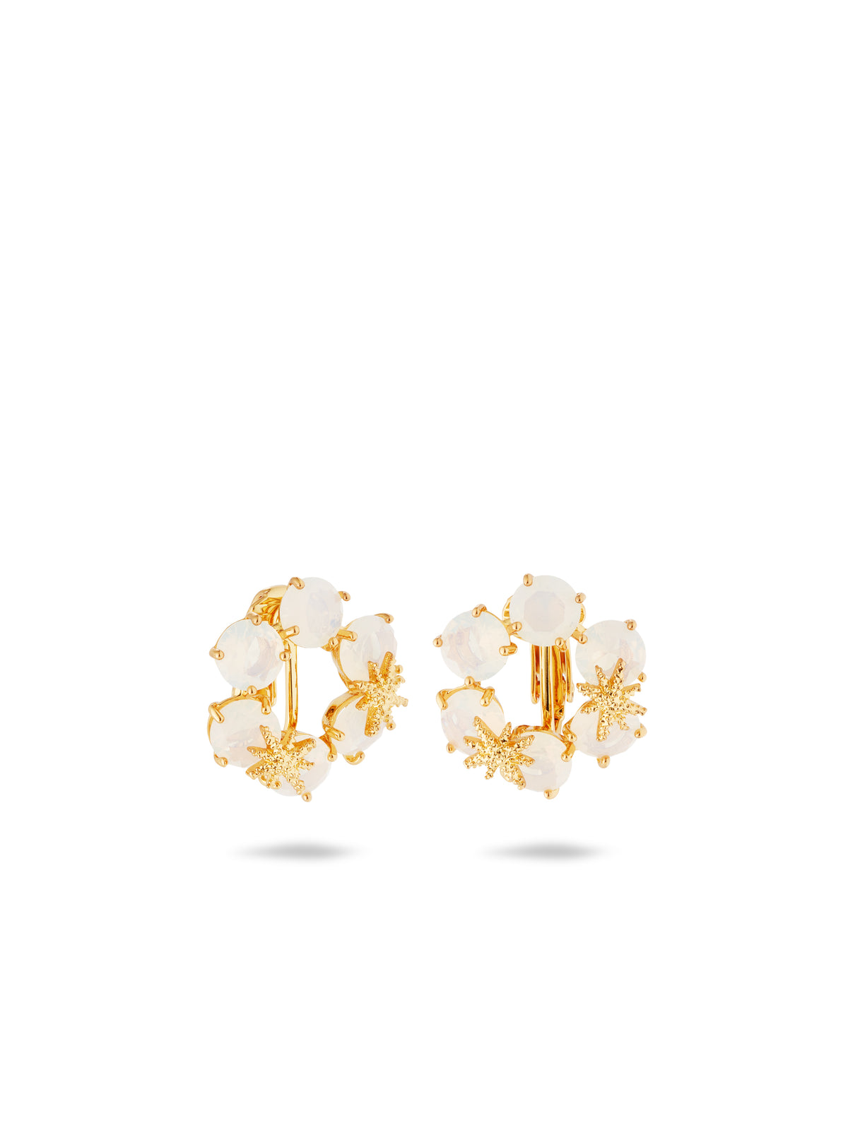 Opalescent White Diamantine Six Stone Earrings With Fine Stars | auld1422