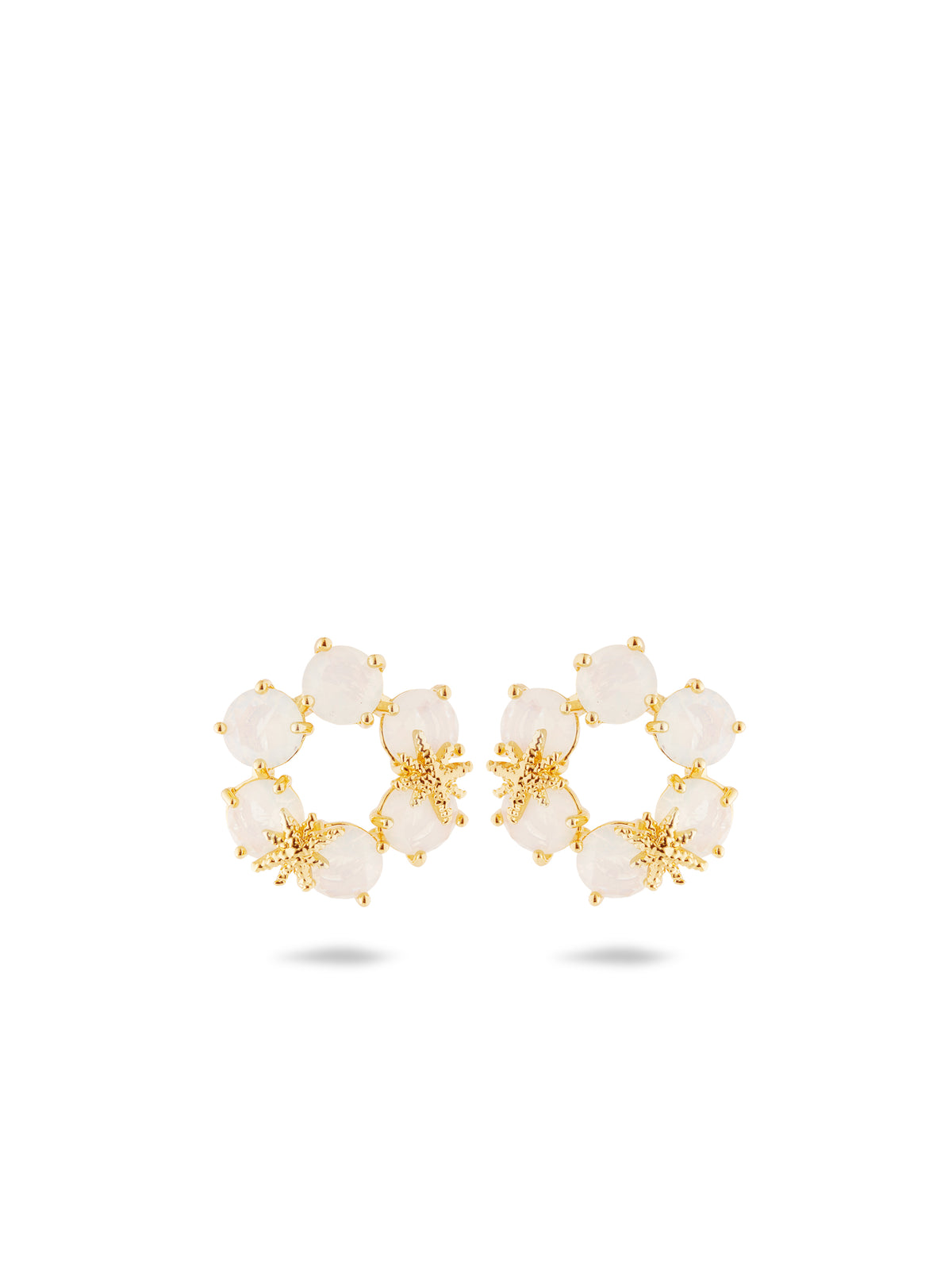 Opalescent White Diamantine Six Stone Earrings With Fine Stars | auld1422