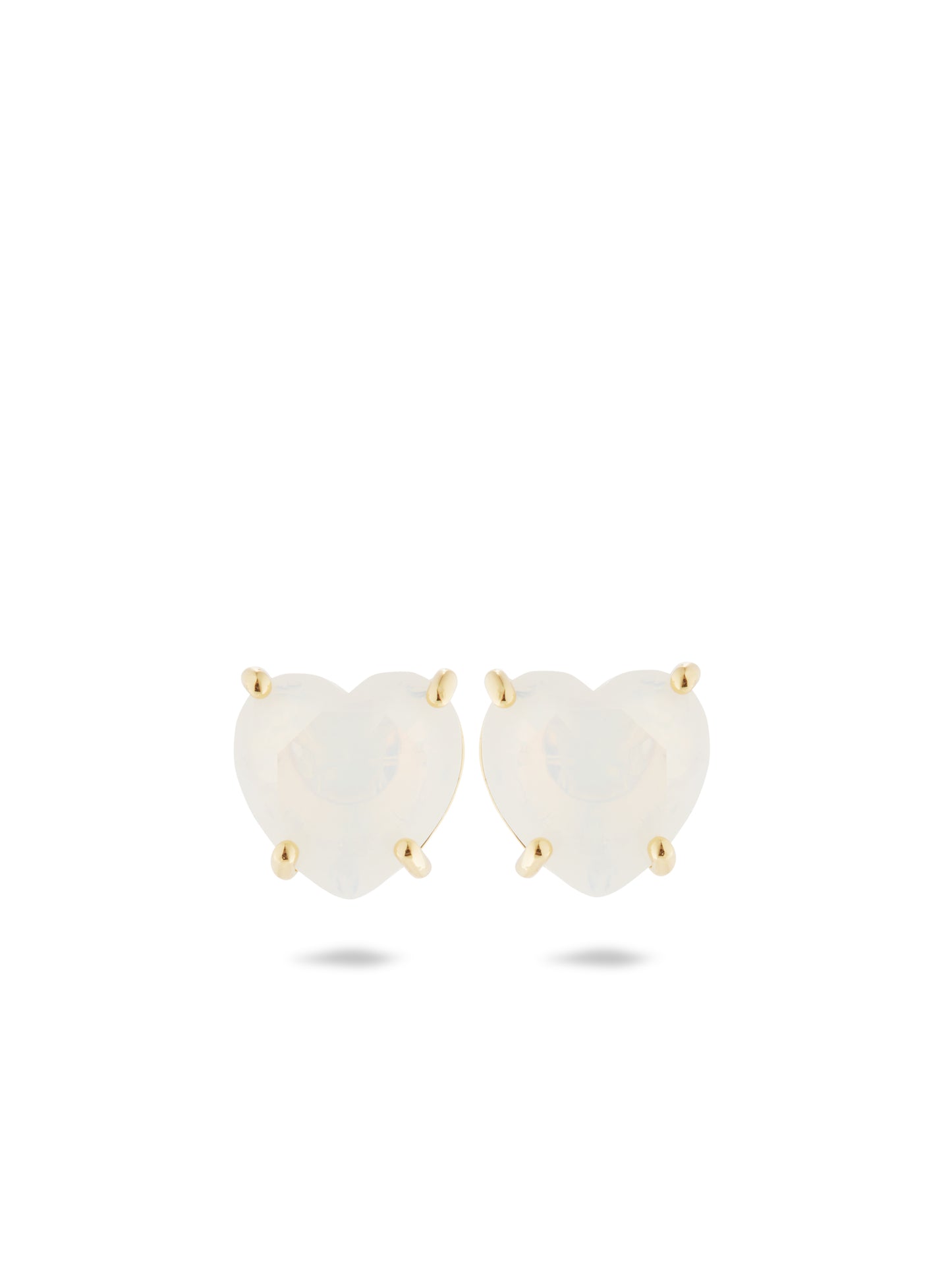 Opalescent White Diamantine Heart-Shaped Stone Sleeper Earrings | auld1451