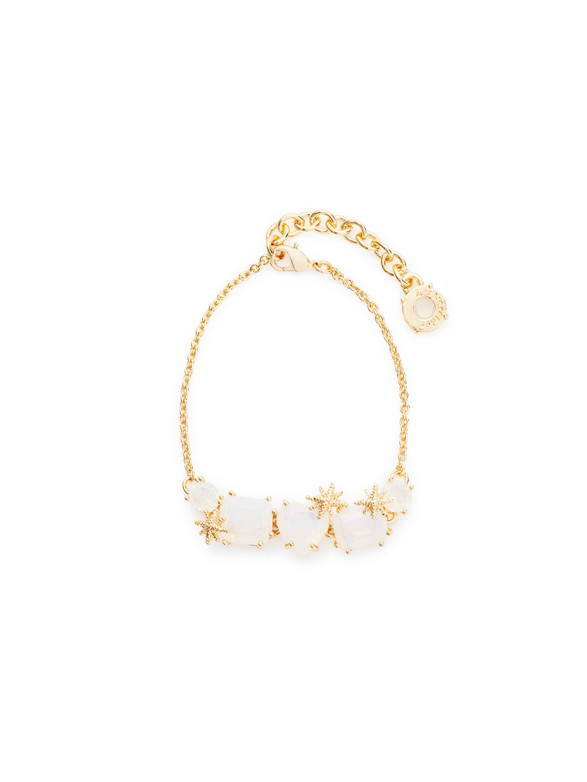 Opalescent White Diamantine And Fine Stars Five-Stone Bracelet | auld2142