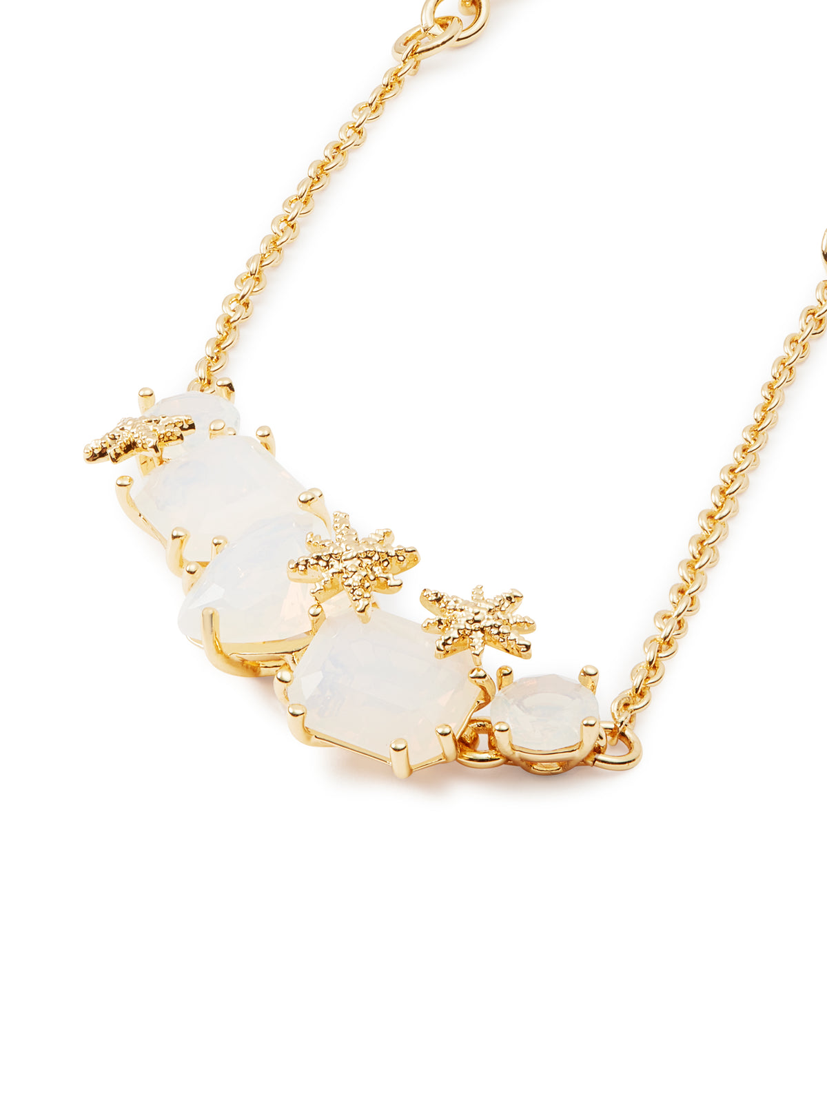Opalescent White Diamantine And Fine Stars Five-Stone Bracelet | auld2142