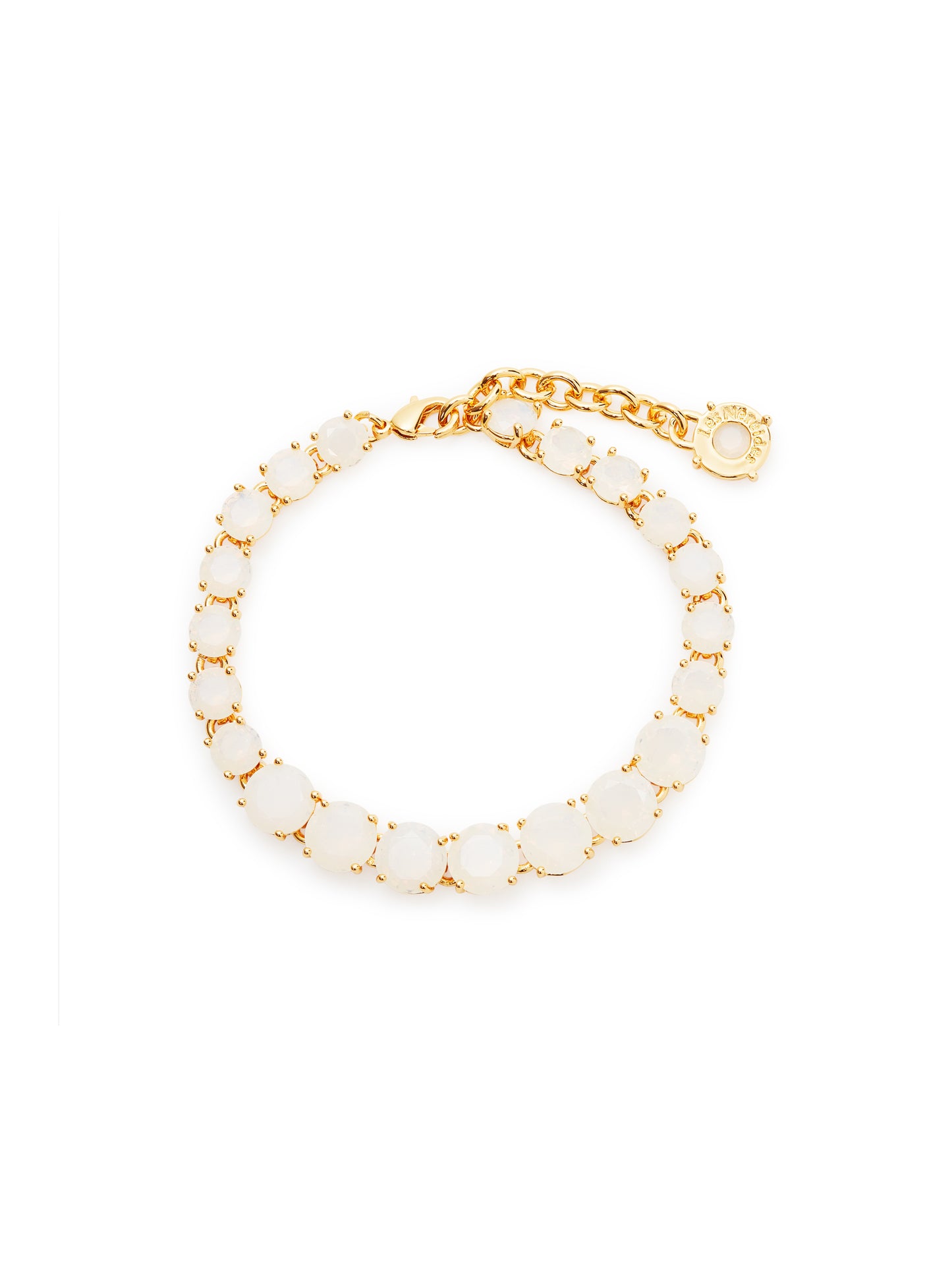 Luxury Opalescent White Diamantine Stone Single Row Bracelet | auld2521