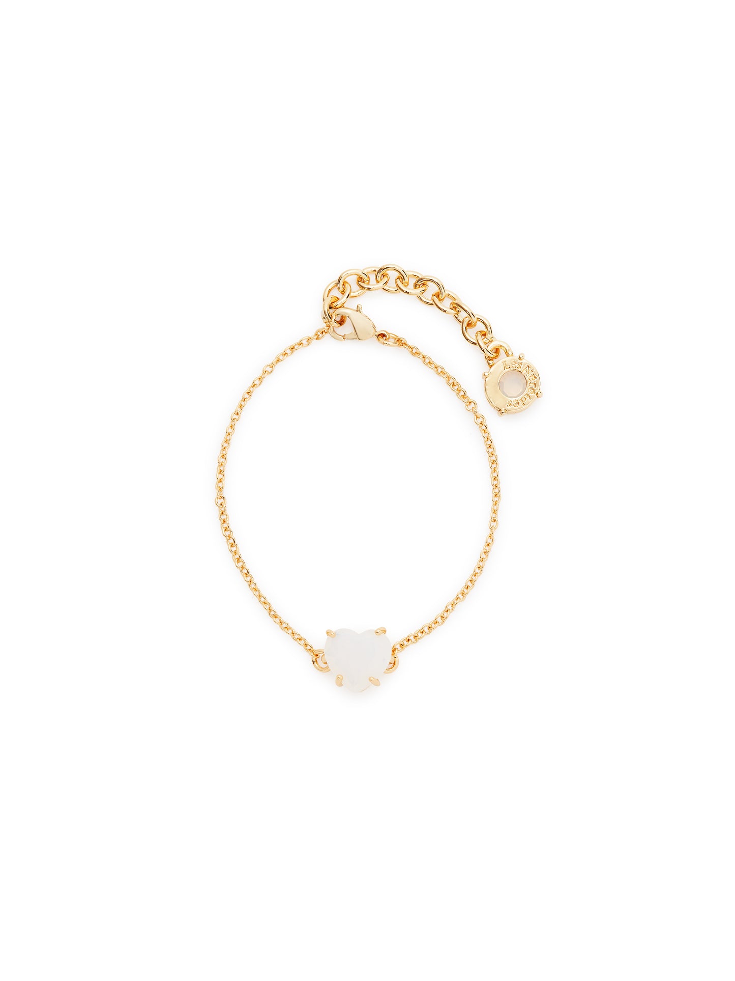Fine Opalescent White Diamantine Heart Stone Bracelet | auld2531