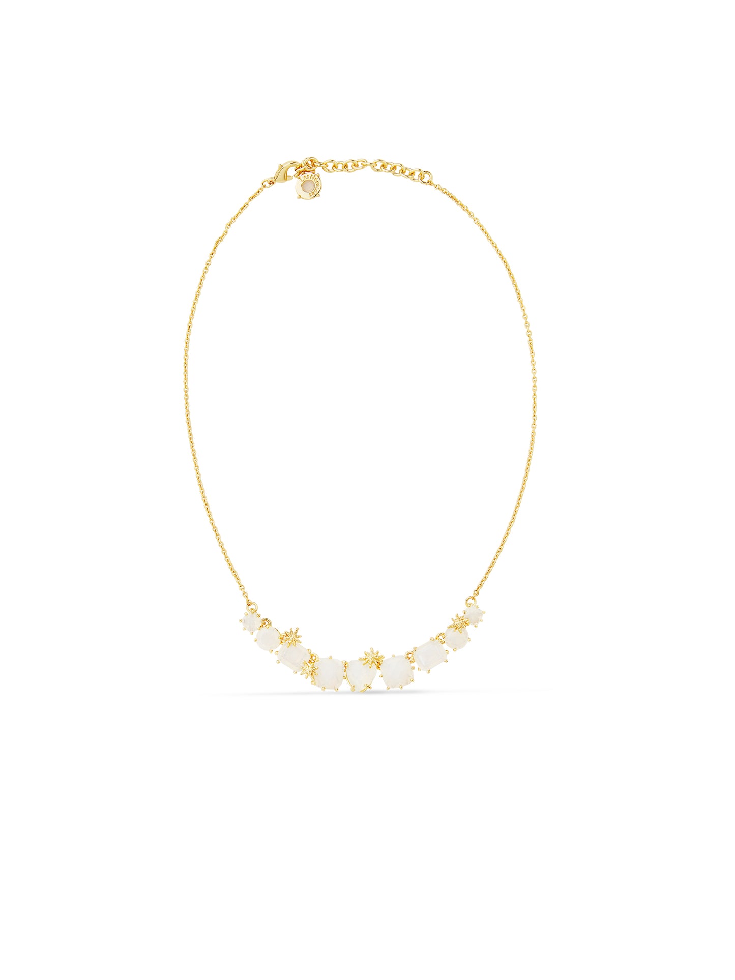 Opalescent White Diamantine Thin Necklace With Nine Stones And Fine Stars | auld3182