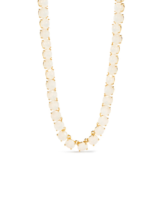 Opalescent White Diamantine Round Stone Choker Necklace | auld3321