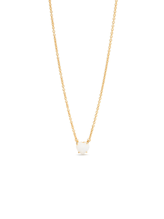 Opalescent White Diamantine Heart-Shaped Pendant Necklace | auld3531
