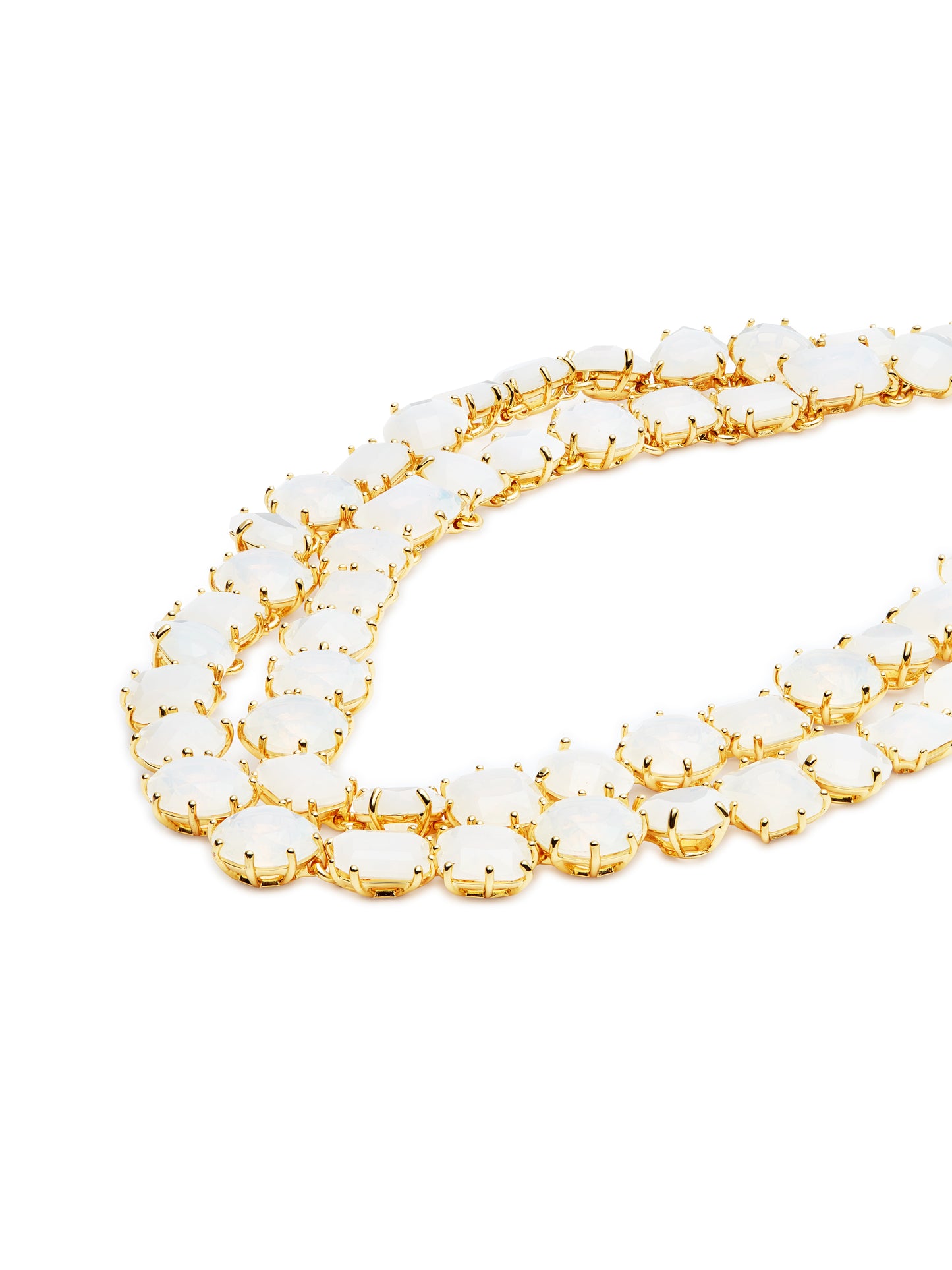 Luxury Two-Row Necklace Diamantine Opalescent White | auld3551