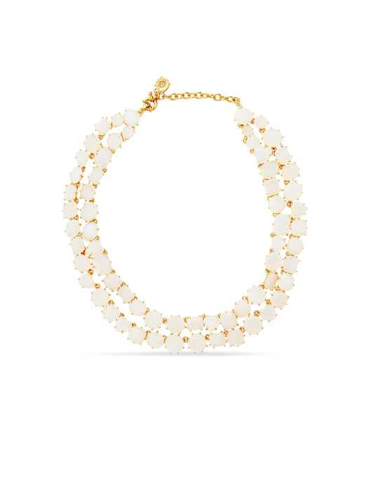 Luxury Two-Row Necklace Diamantine Opalescent White | auld3551