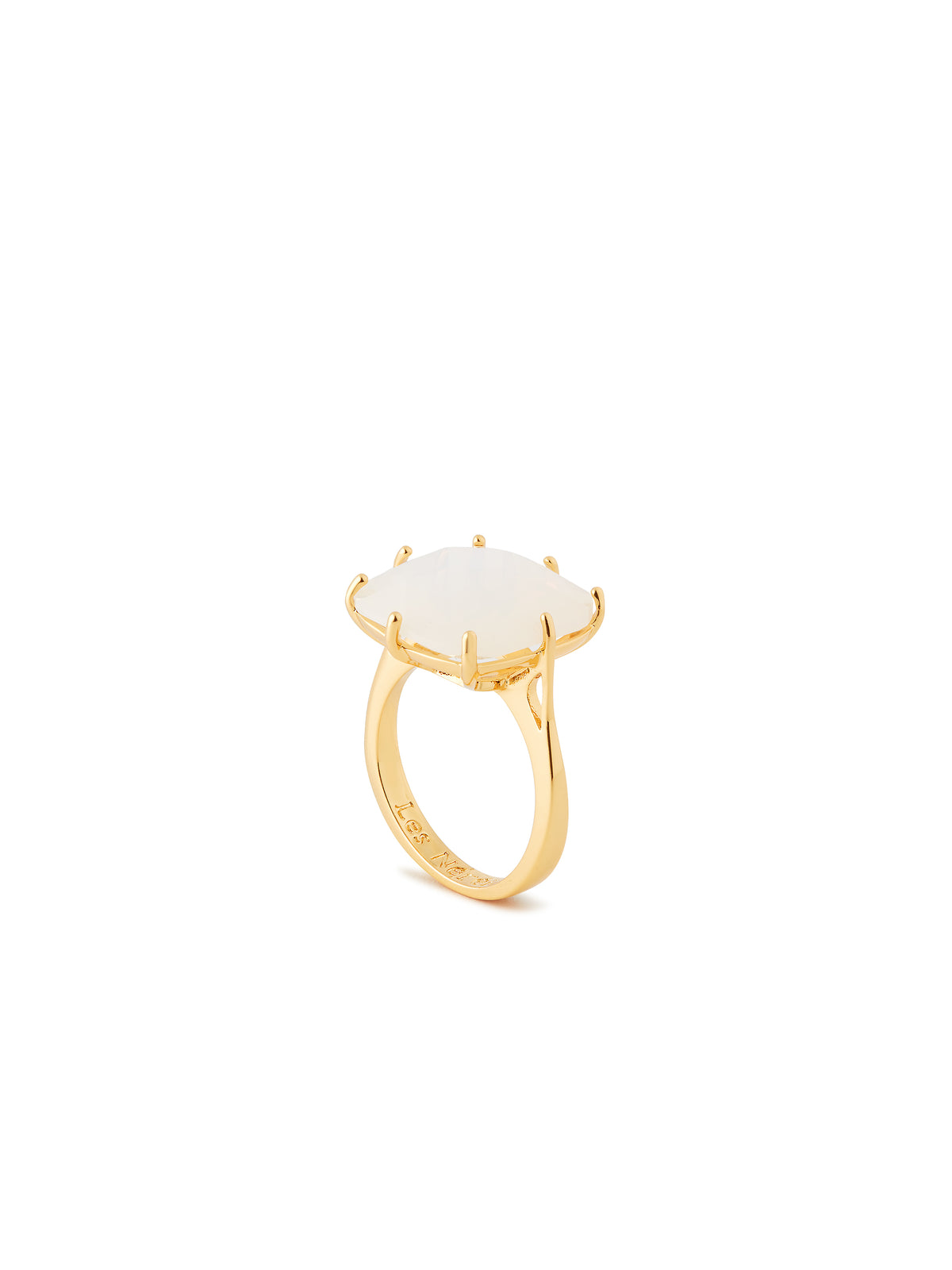 Opalescent White Diamantine Square Stone Solitaire Ring | auld6021