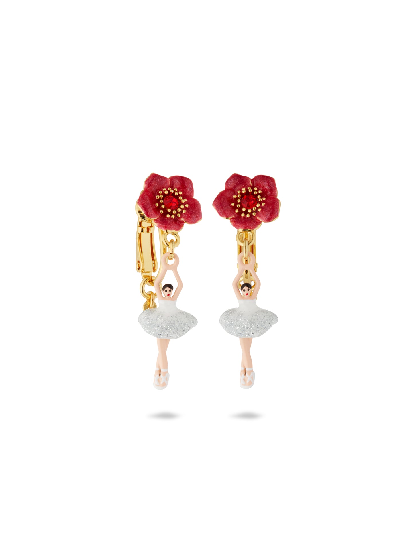 Ballerina And Red Flower Earrings