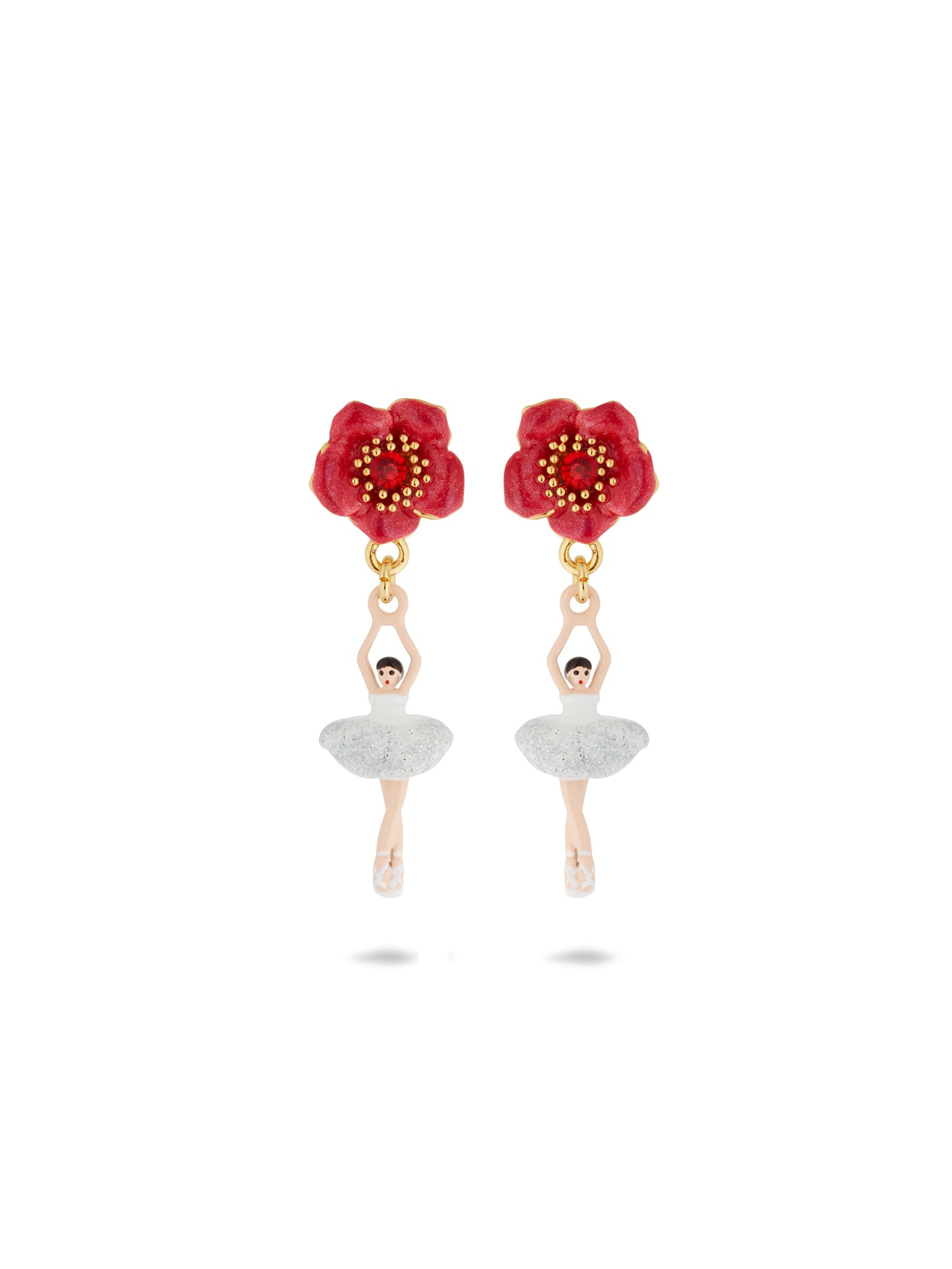 Ballerina And Red Flower Earrings
