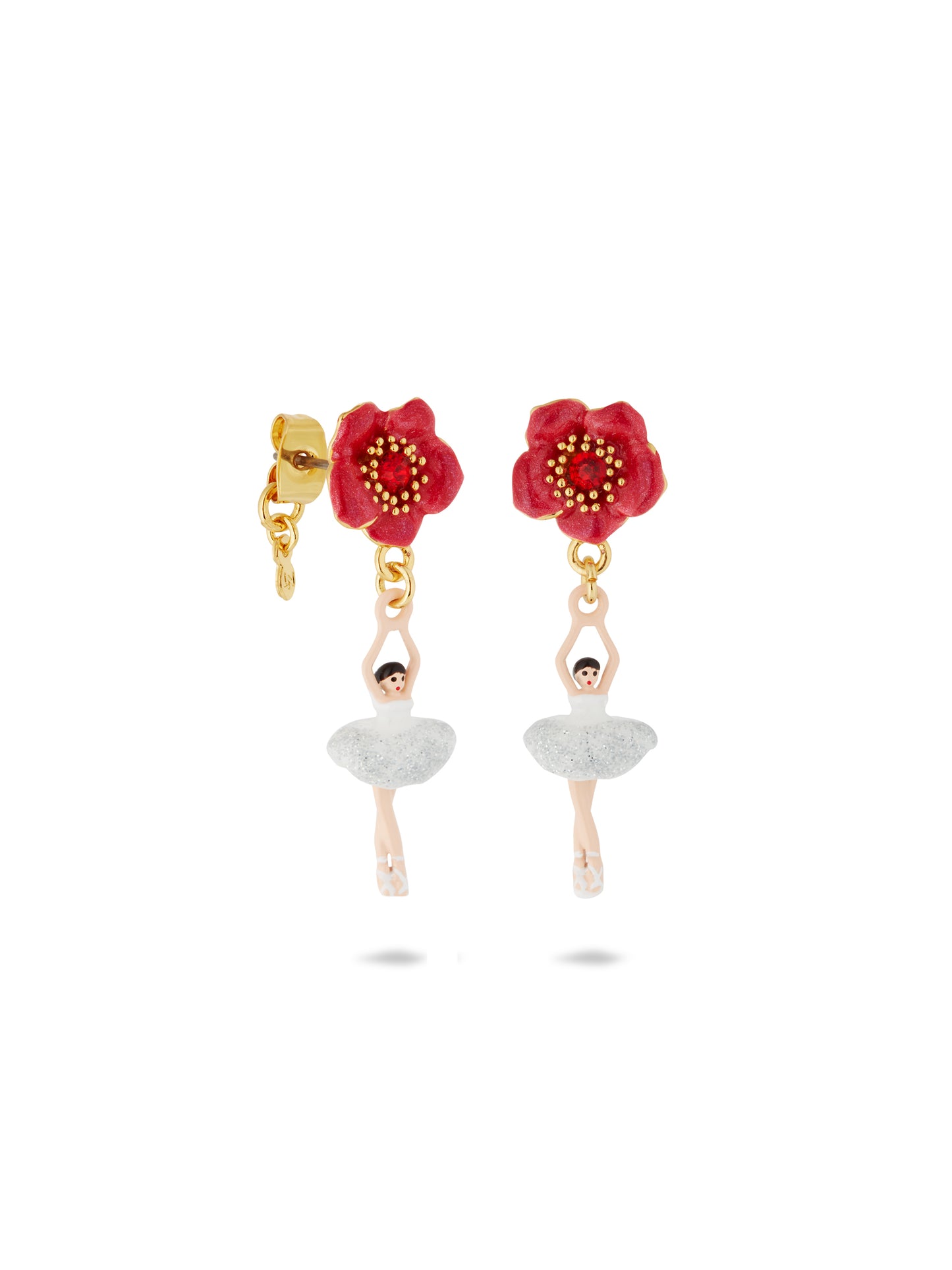 Ballerina And Red Flower Earrings