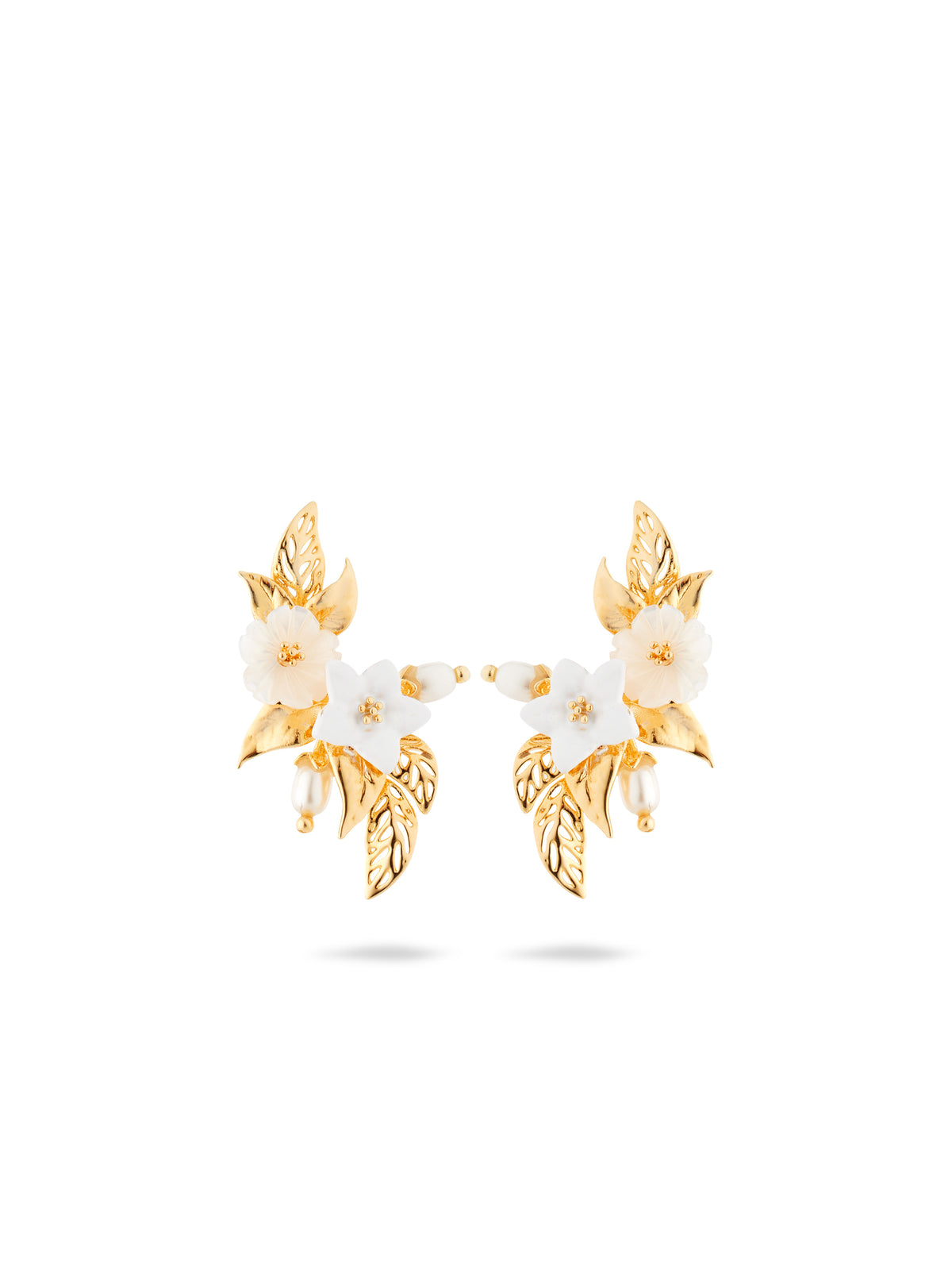 White Jasmine Leaf Earrings | aume1101