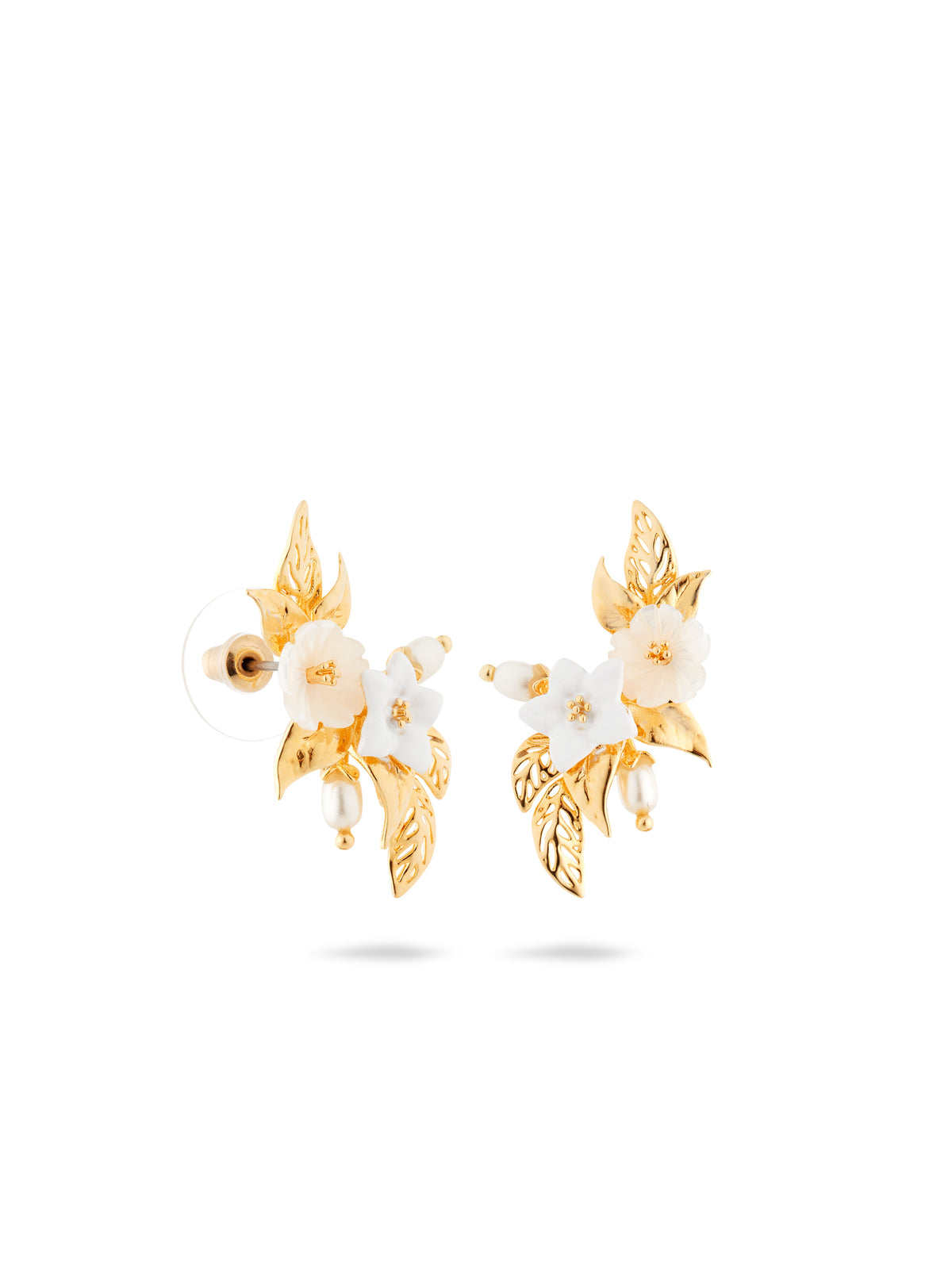 White Jasmine Leaf Earrings | aume1101