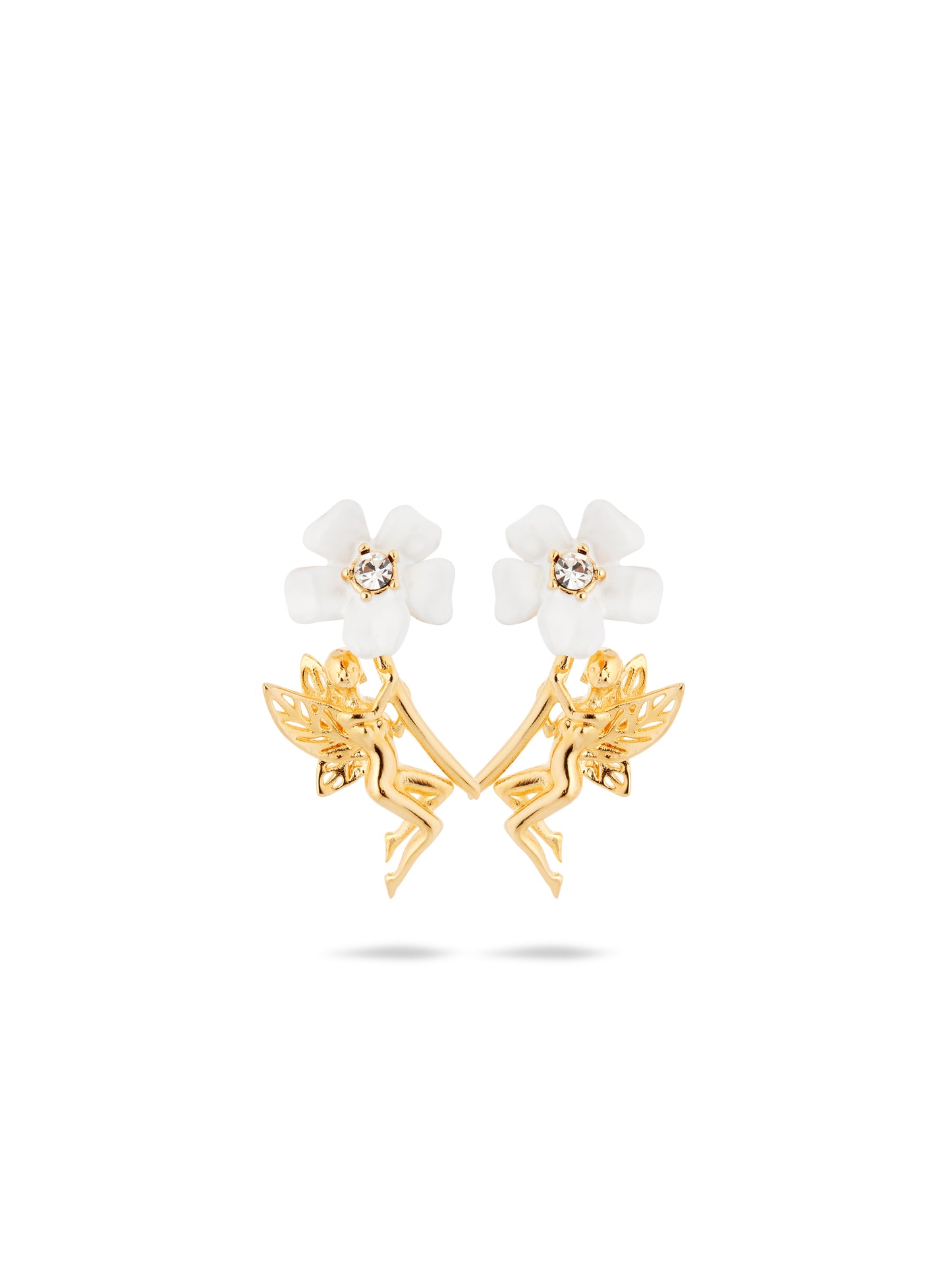 White Jasmine And Fairy Post Earrings | aume1131