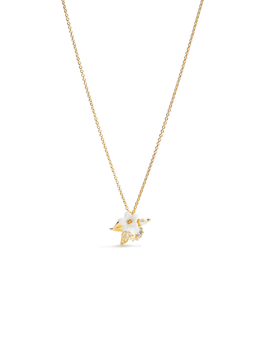 AUME307/1 White Jasmine Crystal Pearl Necklace | aume3071