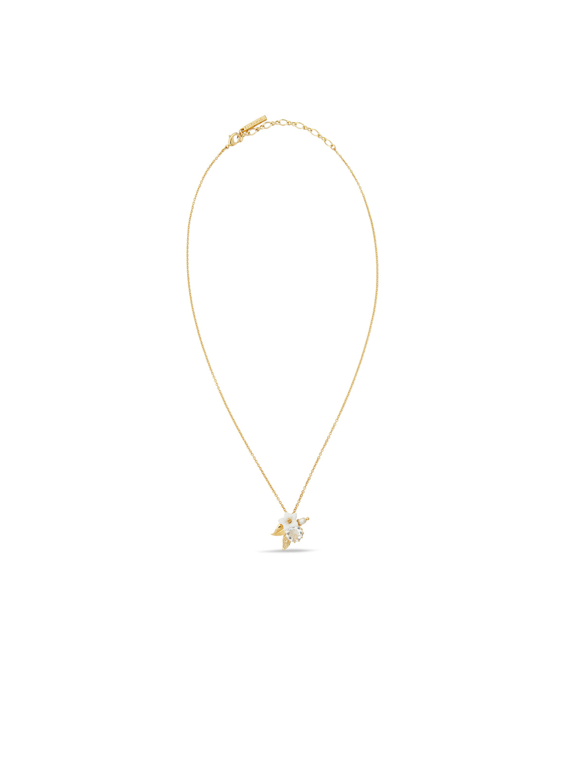 AUME307/1 White Jasmine Crystal Pearl Necklace | aume3071