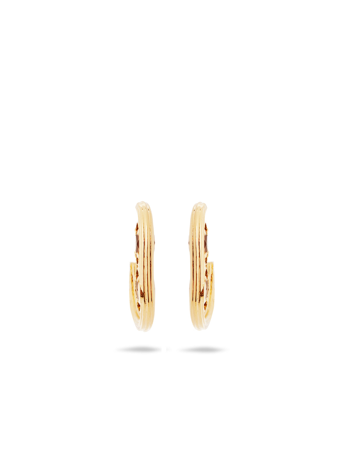 Gold Hoop Earrings And Faceted Crystal | aunb1011