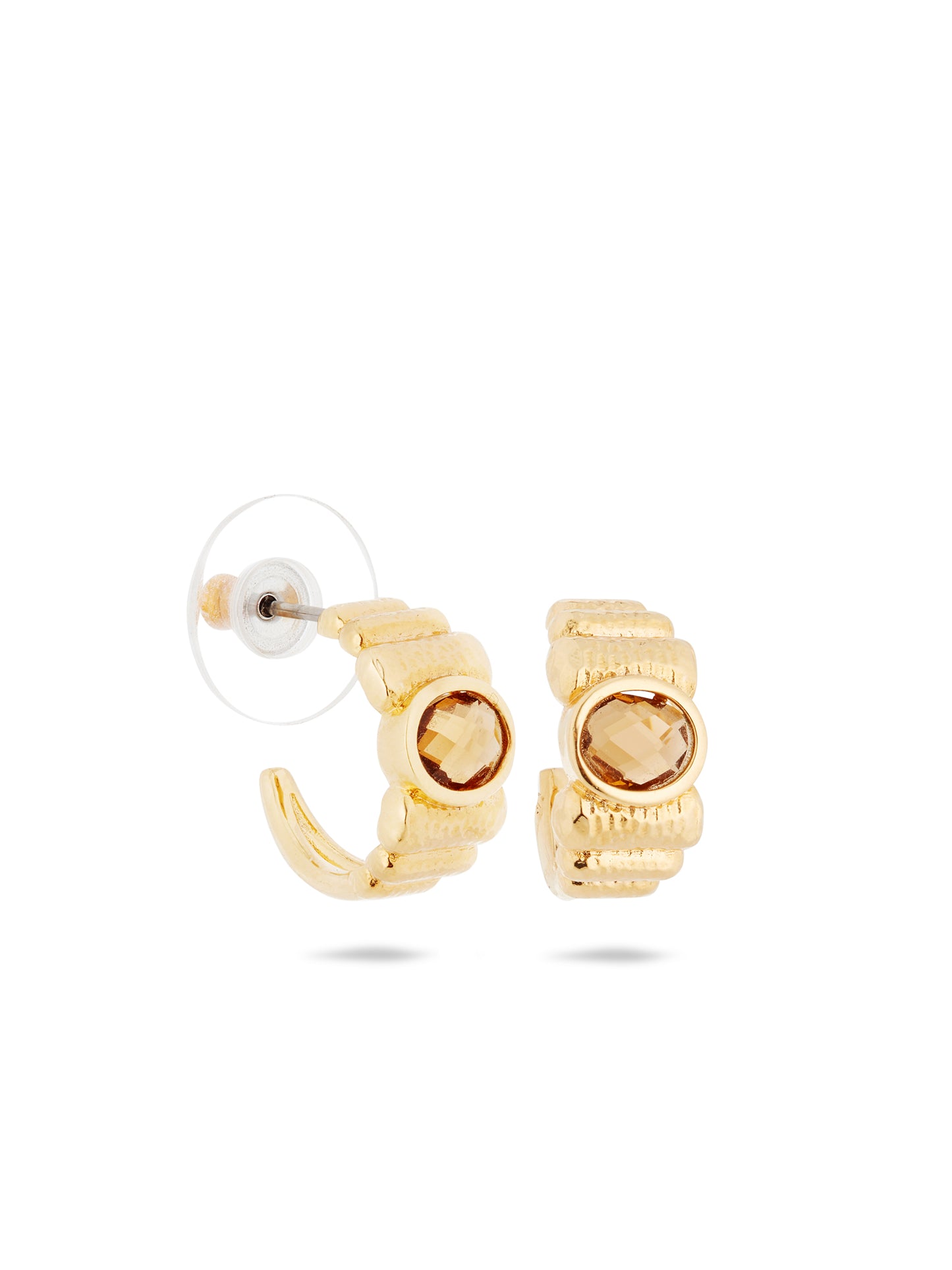 Gold And Wavy Hoop Earrings | aunb1021