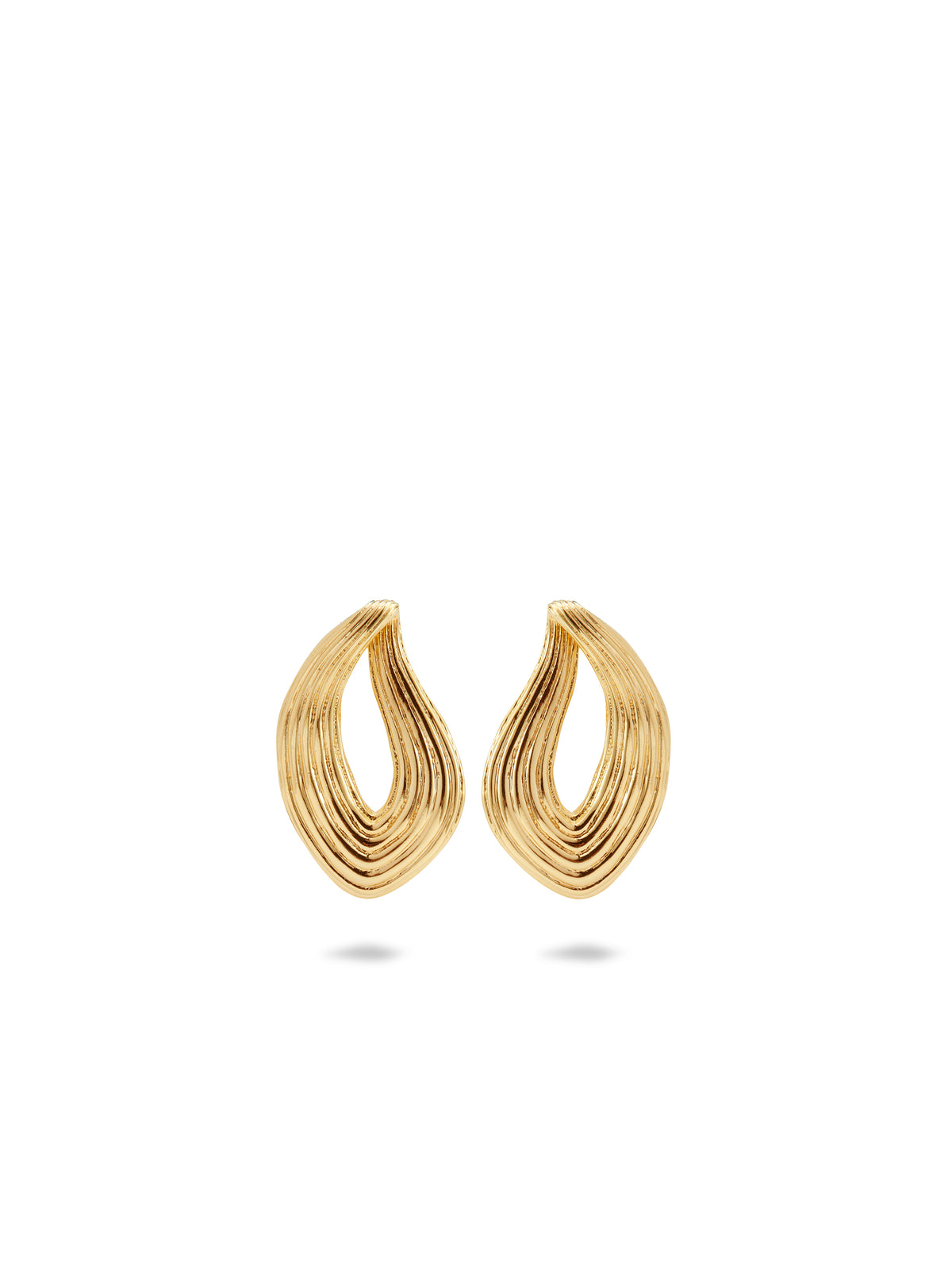 Gold Earrings With Striated Texture | aunb1041