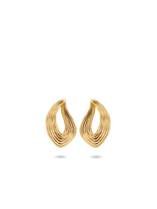 Gold Earrings With Striated Texture