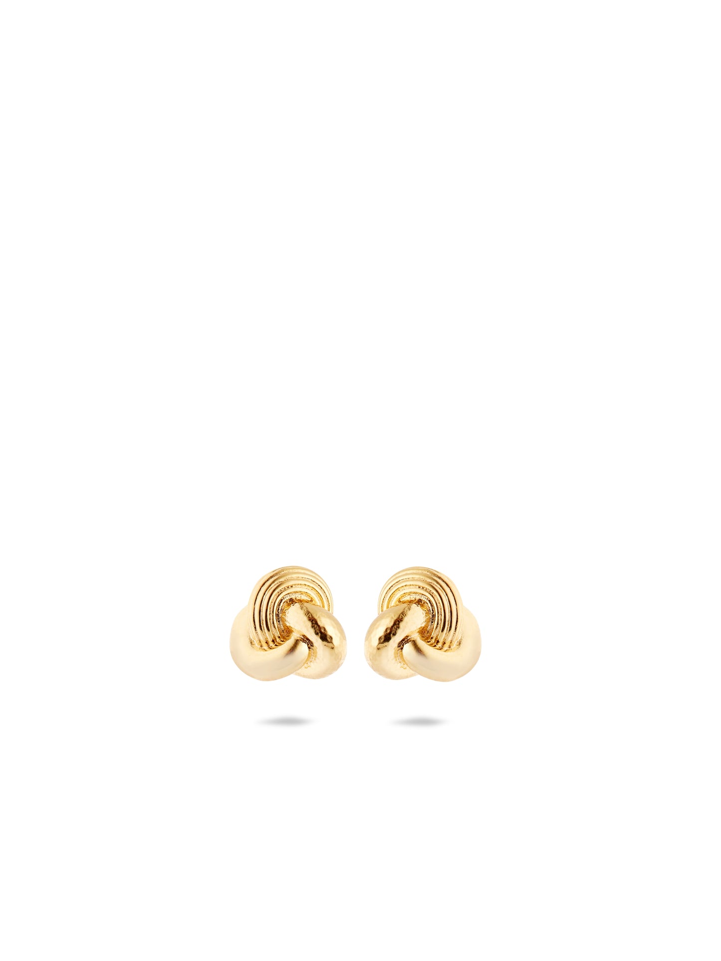 Gold Knot And Trio Of Textures Earrings | aunb1071