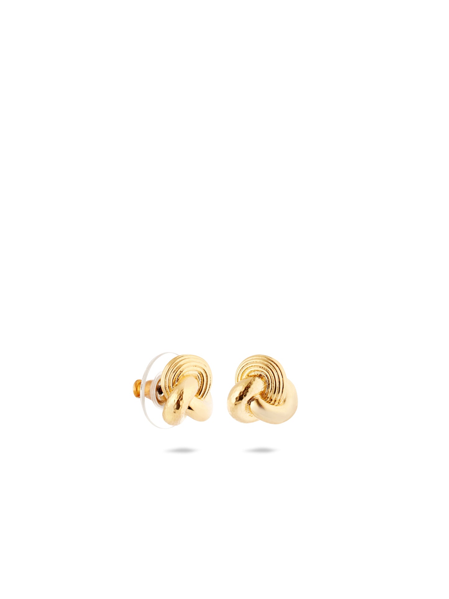 Gold Knot And Trio Of Textures Earrings | aunb1071
