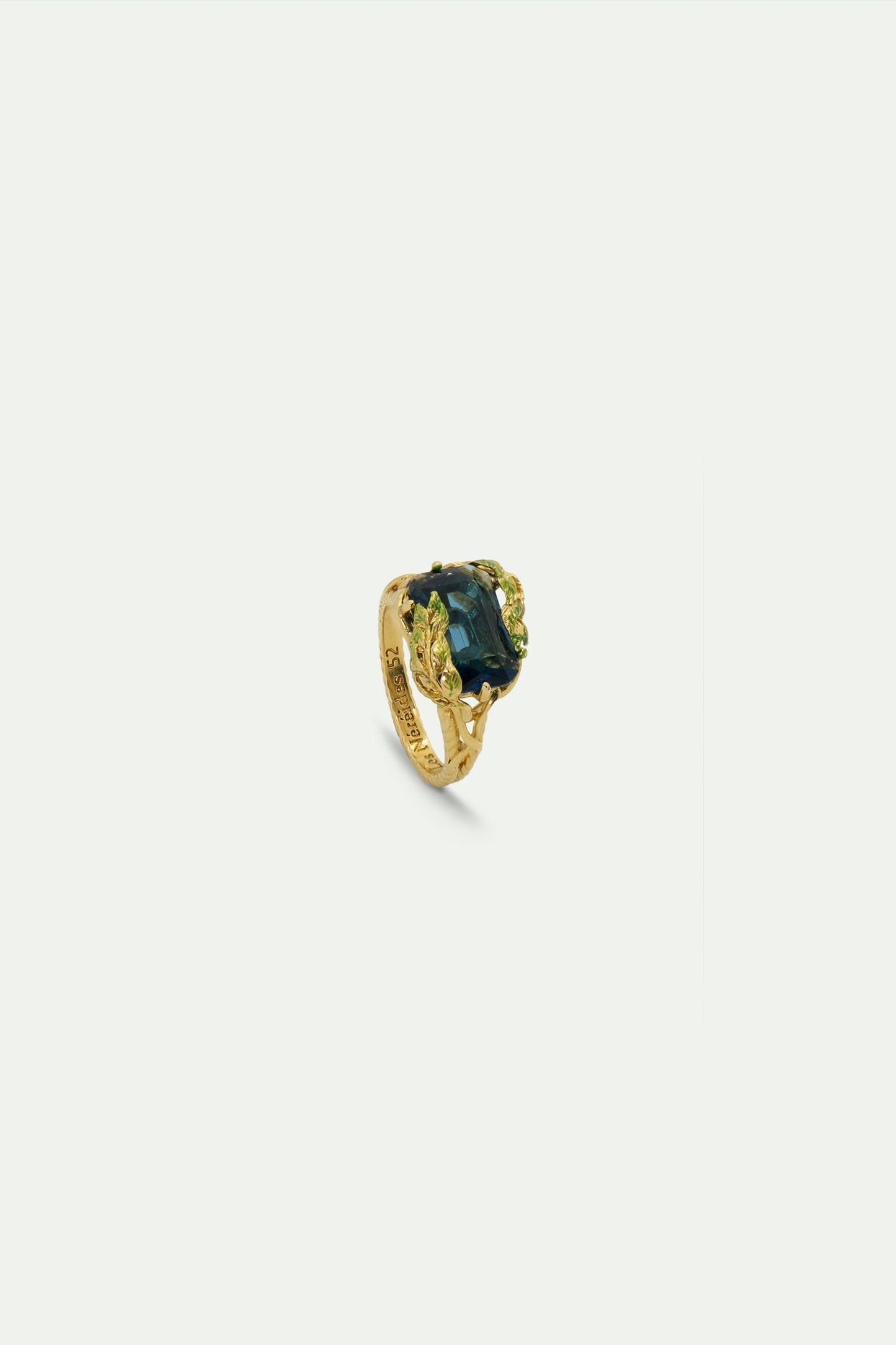Wisteria Leaves And Faceted Crystal Cocktail Ring | auof6021