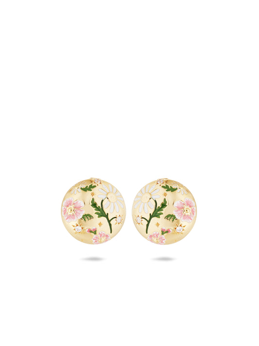 Daisy And Pansy Flower Earrings