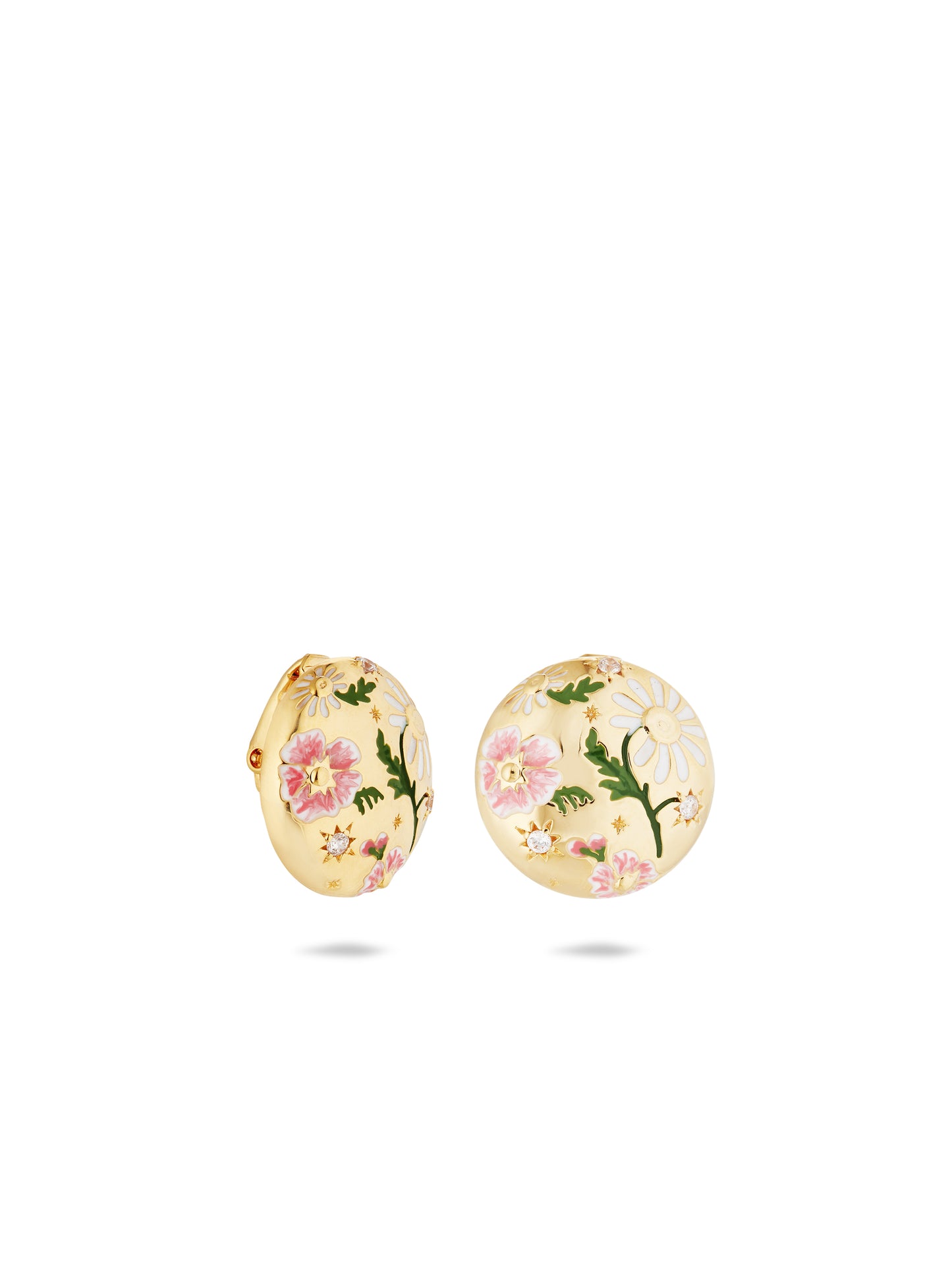 Daisy And Pansy Flower Earrings