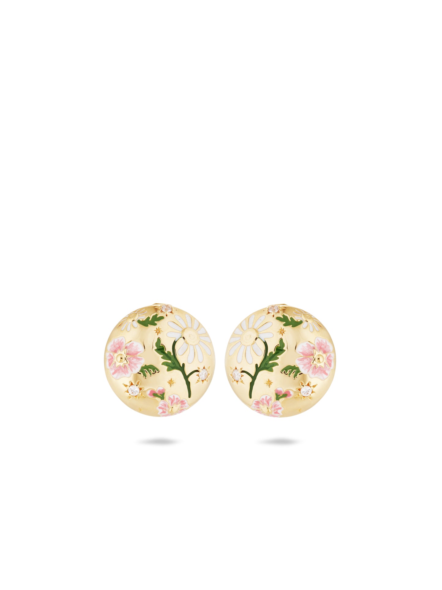 Daisy And Pansy Flower Earrings