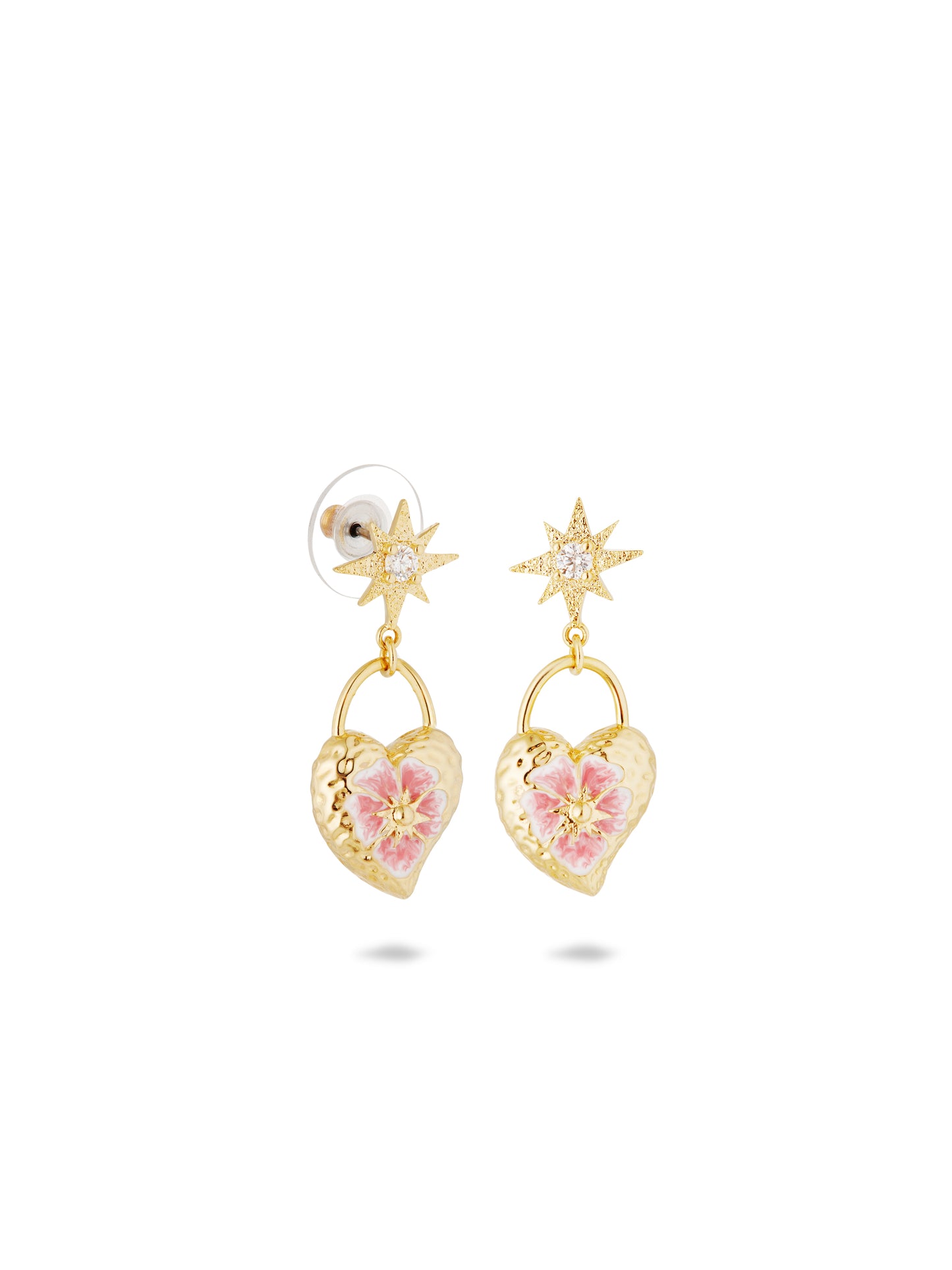 Heart, Pansy Flower And Star Earrings