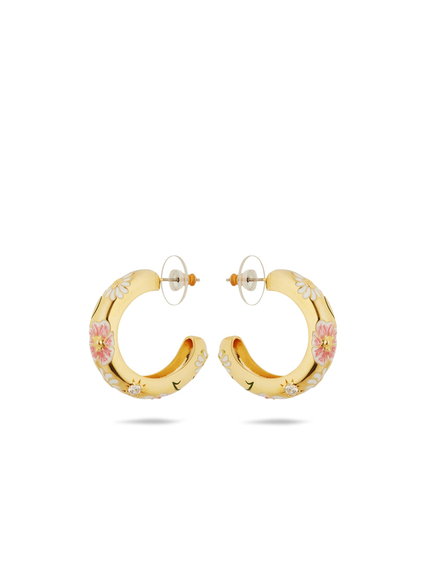 Daisy And Pansy Flower Hoop Earrings