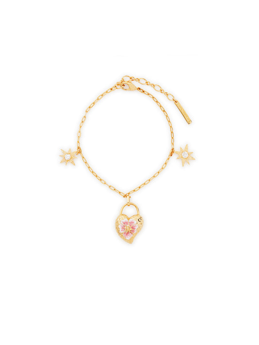 Star And Pansy Flower Charm Bracelet