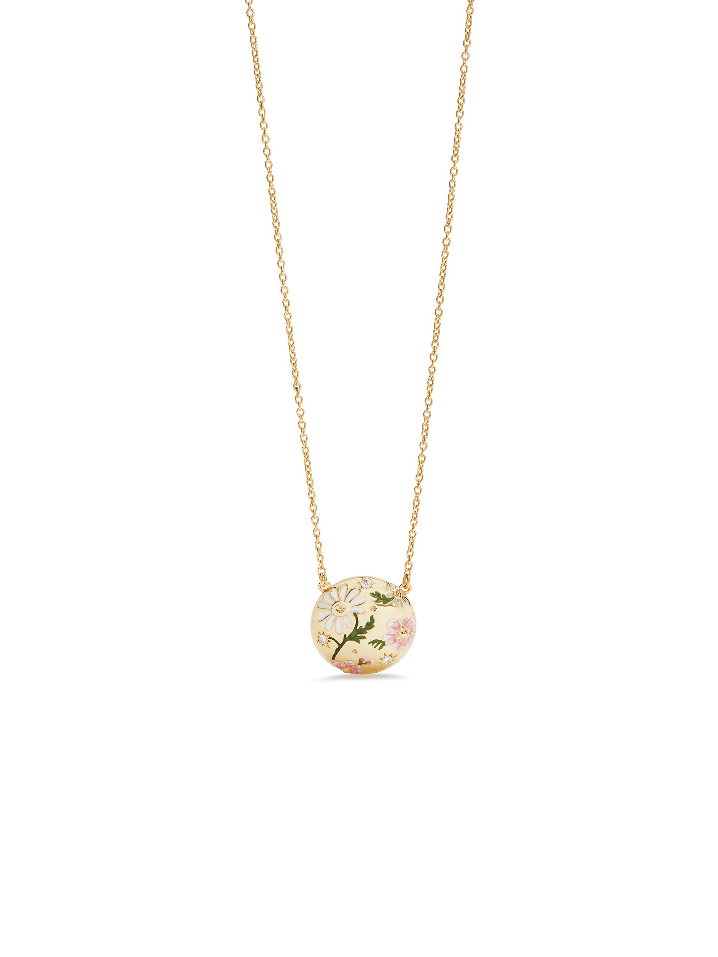 Daisy And Pansy Flower Pendant Necklace