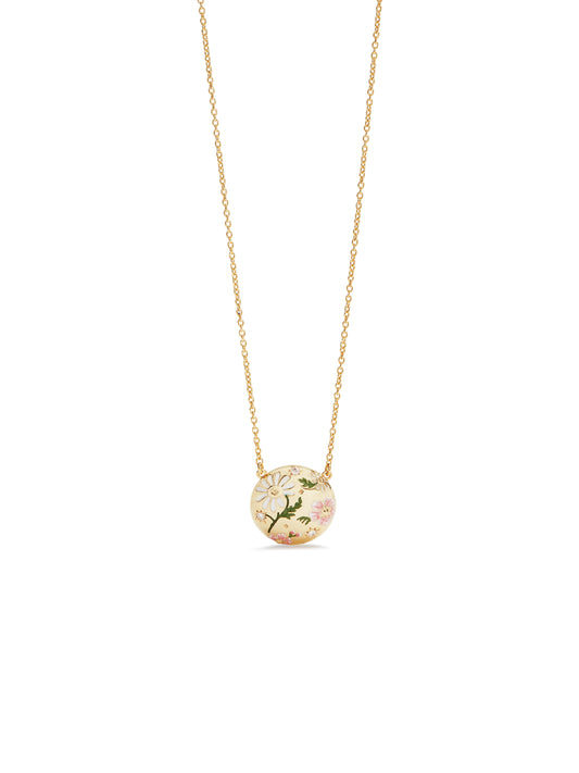 Daisy And Pansy Flower Pendant Necklace