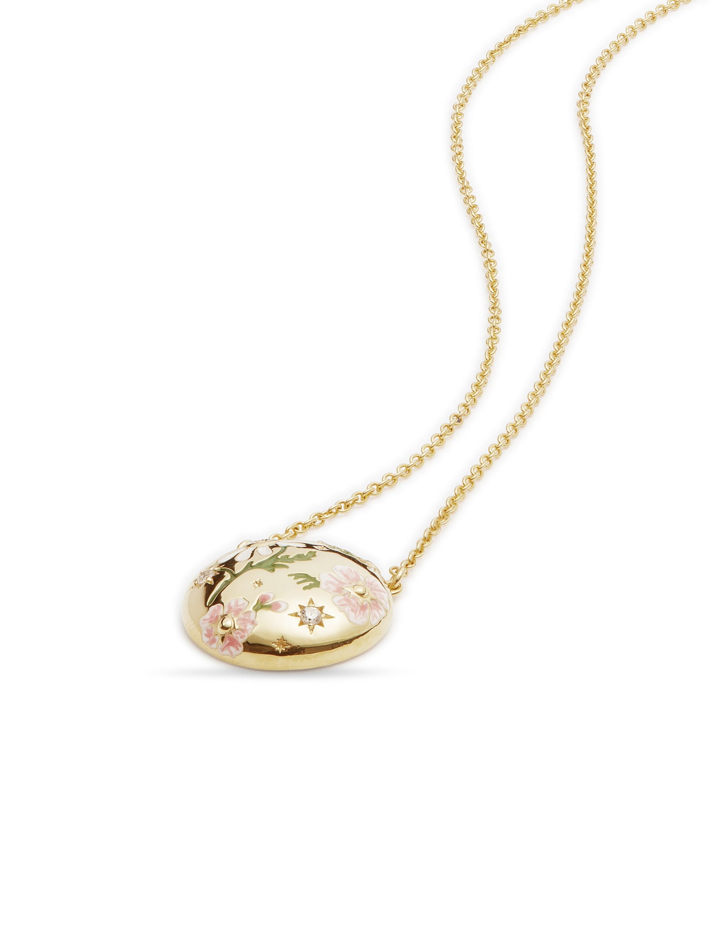 Daisy And Pansy Flower Pendant Necklace