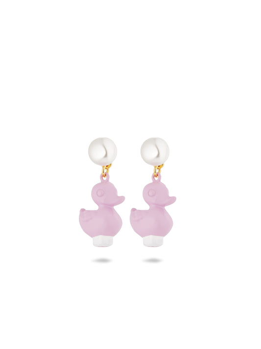Purple Plastic Duck Earrings